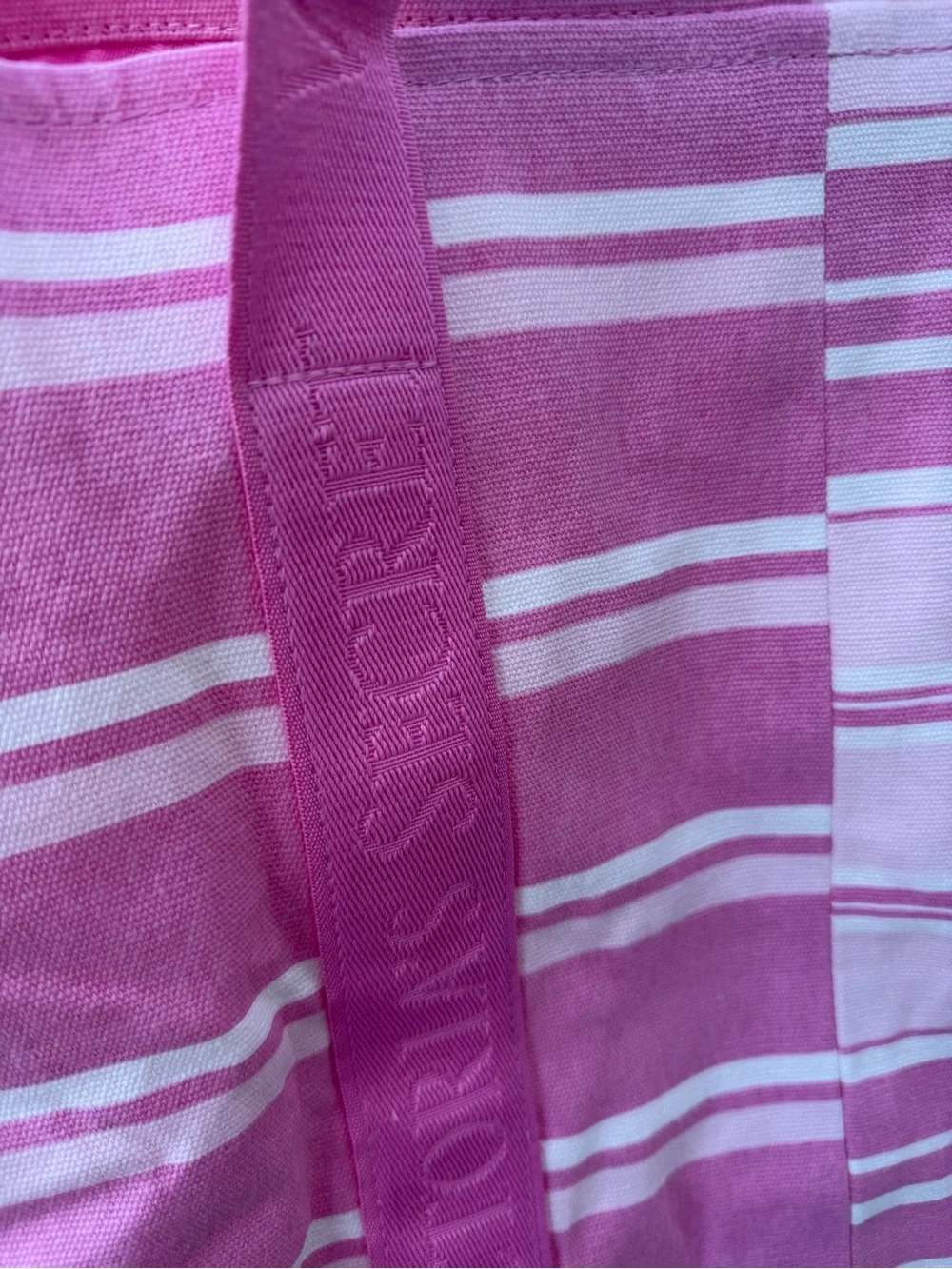 Victoria's Secret Pink and White Striped Canvas Tote